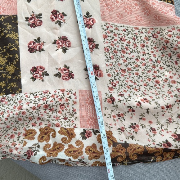 Josephine Chaus Silk Pink and Brown Patchwork Midi Skirt, Size 8 - Picture 9 of 10